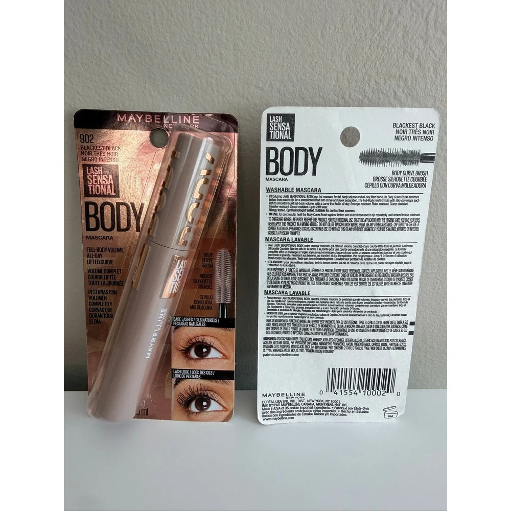 Maybelline Lash Sensational Body Mascara Womens 2pk Blackest Black 902 NWT